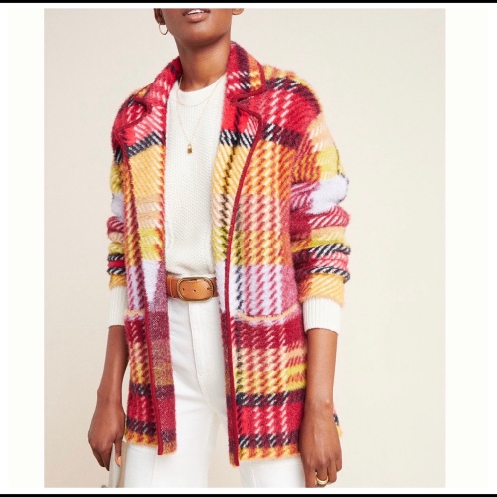 ORACIA Anthropologie Plaid Sweater Coat